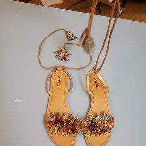 Sandals: Leather wrap up the calf